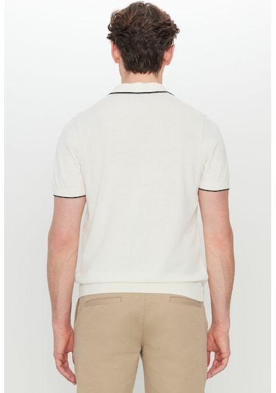 AC&Co / Altınyıldız Classics Erkek Ekru %100 Pamuk Standart Fit Normal Kesim Polo Yaka Triko Tişört Ekru