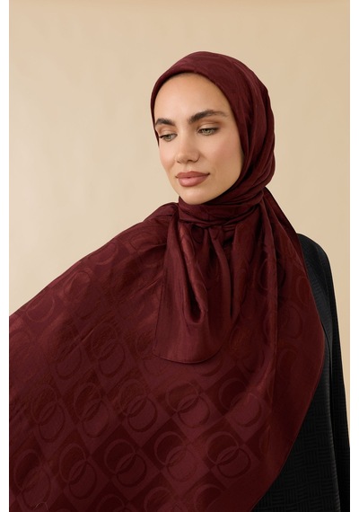 İmannooor Dama Desen Bordo Naia Pamuk Şal 70x200 Bordo-burdgundy