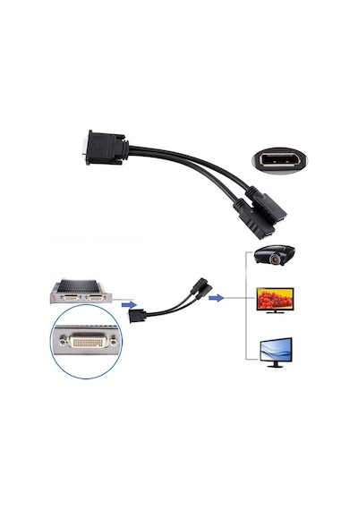 Dms-59 Dms59 To 2X Displayport Dişi Y Splitter 59 Pin Kablo