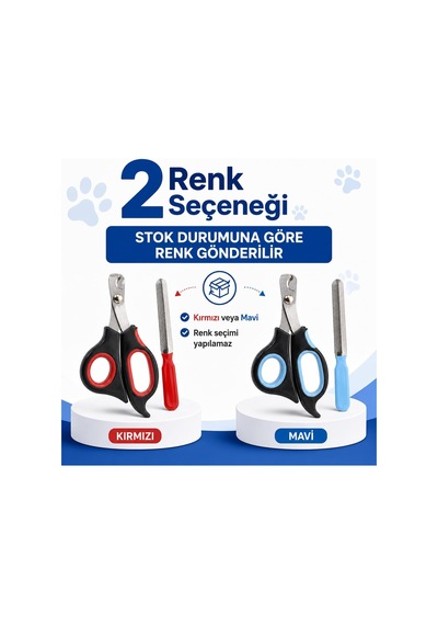 Sogud Kedi Ve Köpek Tırnak Makası - Evcil Hayvan Tırnak Kesme Makası Ve Metal Törpü - 2 Parçalı Ergonomik Pati Bakım Seti - Kaymaz Saplı Kedi Köpek Bakım Aleti - Stok Durumuna Göre Renk Gönderilir