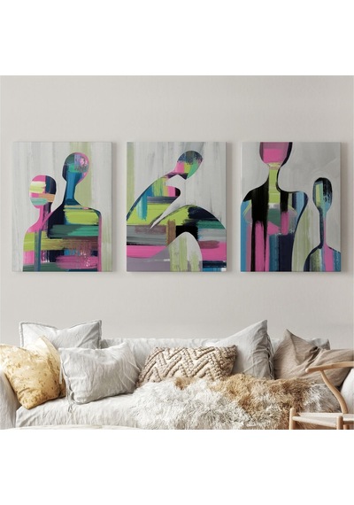 Es10 Özel Tasarım, Dekortif BaskıSüerreal Çift Dekoratif Duvar Tablosu Üçlü Set-ET-119 (50 x 70)