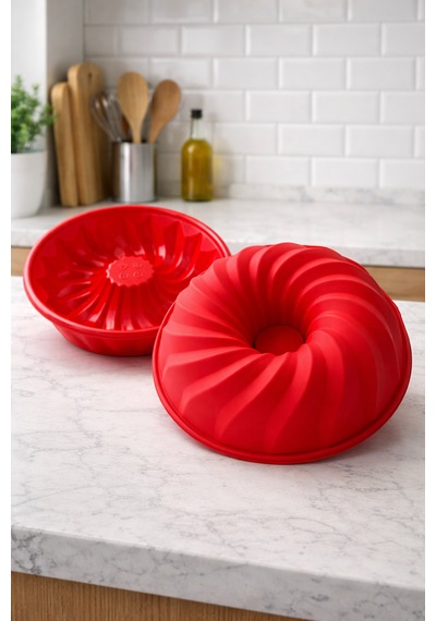 Kırmızı Silikon Oval Kek Kalıbı 27 Cm Çap 6 Cm Derinlik Yüksek Isıya Dayanıklı Silicone Cake Pan
