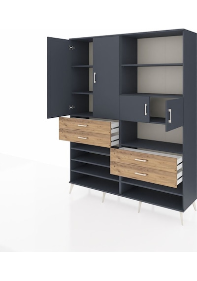 Hyperion Gardrop 11 Raflı 4 Çekmeceli 4 Kapaklı 176x44x221 Antrasit-antrasit/çam Antrasit/çam Hyperion Gardrop 11 Raflı 4 Çekmeceli 4 Kapaklı 176x44x221 Antrasit-antrasit/çam Antrasit/çam