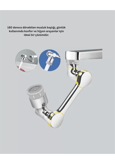 Esnek 1080 Musluk Başlığı 3 Eklemli Hareketli Su Modlu Lavabo Atı Çok Renkli