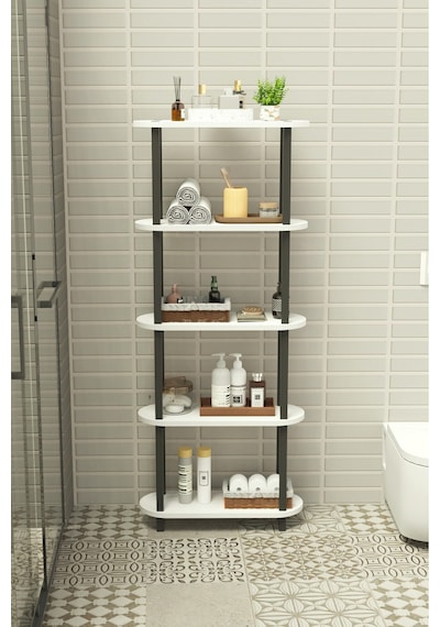 Soft 5 Katlı Banyo Düzenleyici Çok Raflı Banyo Organizeri Çok Amaçlı Banyo Düzenleyici - Beyaz Beyaz