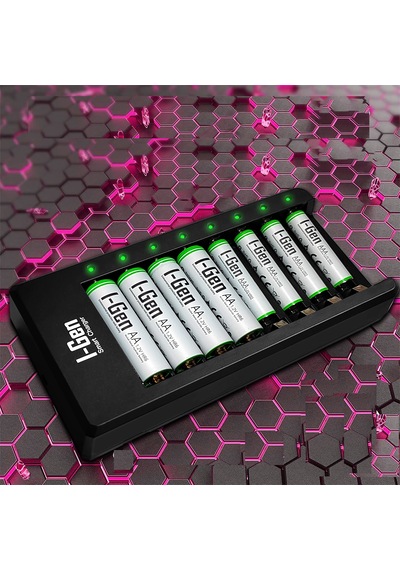 I-Gen G879 8'li Pil Şarj Aleti + 4 Adet AA 2700 mAh + 4 Adet AAA 900 mAh Şarjlı Kalem Pilli Set 1.2V Ni-MH