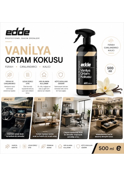 Edde Vanilya Kokulu Araba Araç Oto Ortam Kokusu Araç Içi Kokuları Oto Parfümü 500 Ml Oto Detailing