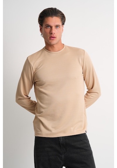 Alexander Gardi Alexandergardı Uzun Kollu Bisiklet Yaka Basic Sweatshirt Bej