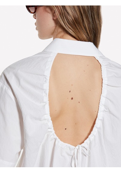 Sisley %100 Pamuk Kısa Kollu Poplin Gömlek Kadın Beyaz Gömlek - 325p52ehlq094 Krem