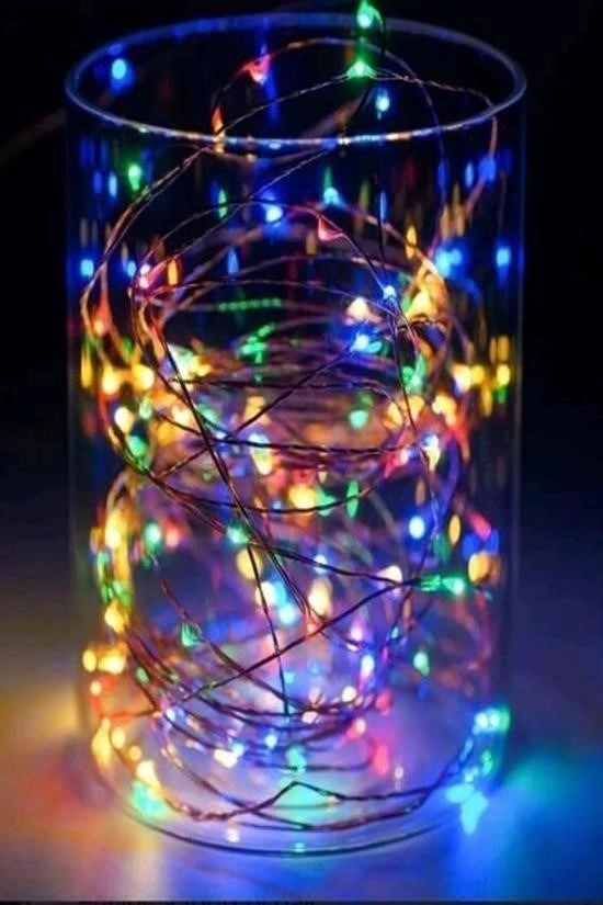 Aklow Pilli Renkli Peri Led Işık Dekoratif Aydınlatma 5 Metre Rgb Led Çoklu Renk