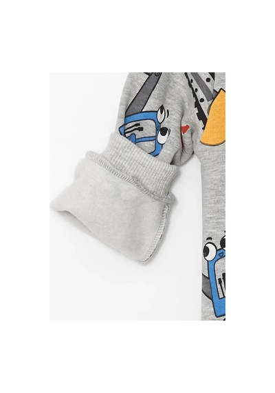 LC Waikiki Lcw Baby Bisiklet Yaka Uzun Kollu Baskılı Erkek Bebek Sweatshirt Gri