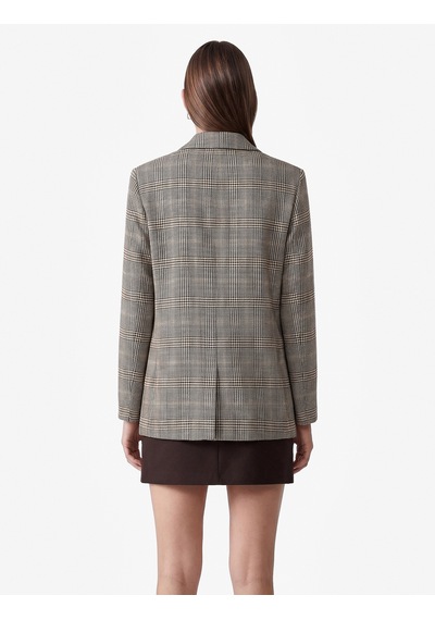 Koton Cepli Düğmeli Uzun Kollu Kruvaze Ekose Blazer Ceket Ekru Ekose 7wak50028uw