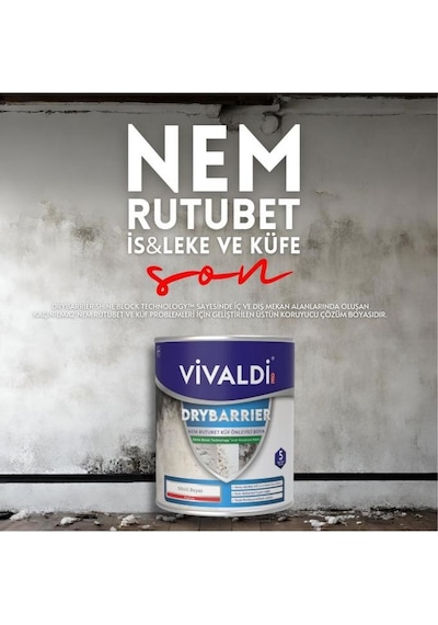 Nem Rutubet Ve Küf Önleyici Boya - Antibakteriyel Özellikli Kesin Çözüm Ürünü - Drybarrıer 1 Kg