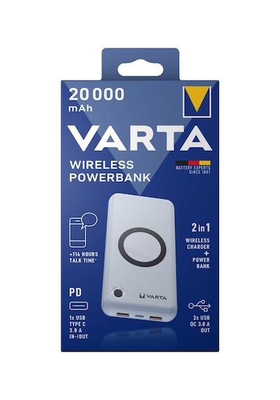 Varta 57909 20000 mAh Kablosuz Wireless Powerbank