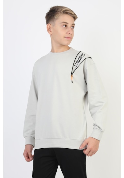 Fermuarlı Respect Baskılı Gri Erkek Çocuk Sweatshirt-90815 Gri