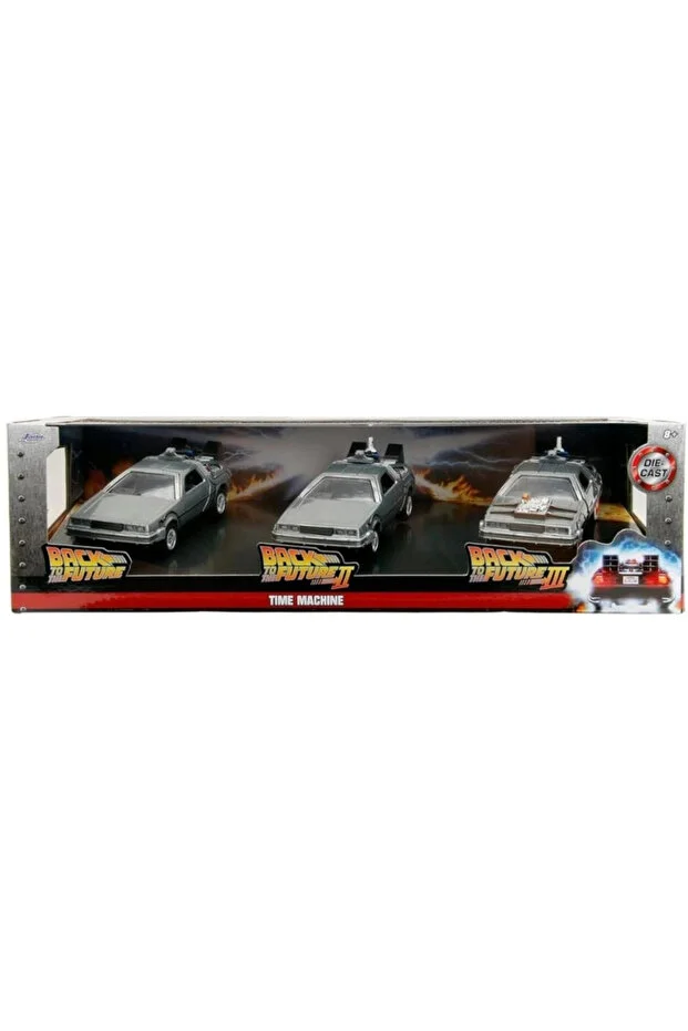 Back To The Future Geleceğe Dönüş Film Araçları 3 Lü Diecast Set Gri