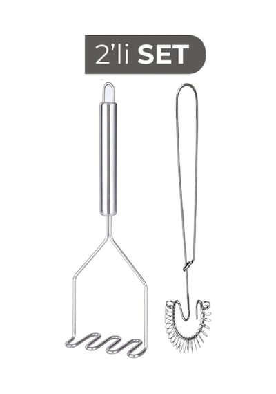 2'li Paslanmaz Çelik Set Solingen Yaylı Yumurta Çırpıcı Ve Patates Ezici 24 Cm Paslanmaz Çelik Diğer