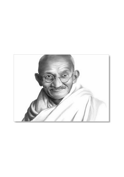 Cakasepetim Mahatma Gandhi Tebessüm Beyaz Fon Ahşap Mdf Tablo