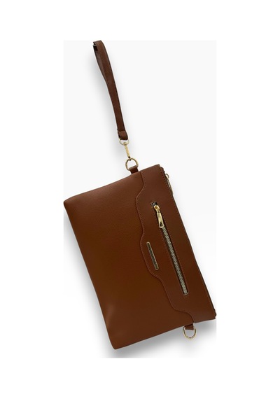 Sanmorris Kadın Suni Deri Ayarlanabilir Çapraz Ve El Askılı Portföy, Clutch Çanta Taba