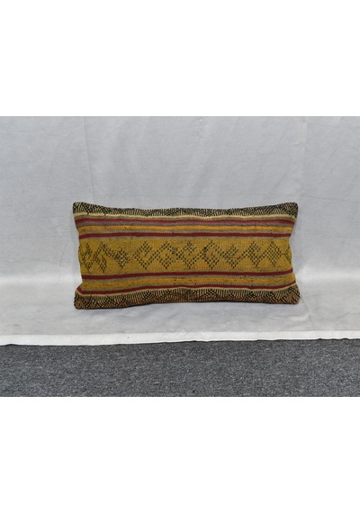 Zehra Abla Halı Yeni El Dokuma Dekoratif Lumbar Kilim Kırlent Yastık Kılıfı 6597 Çok Renkli