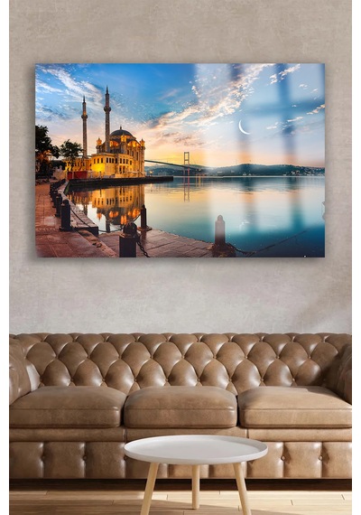 İstanbul Manzarası Cam Tablo Modern Sanat Tablosu Solmayan Canlı Renkler Ofis Ve Çalışma Odası Anlamlı Hediye Seçeneği Kolay Montaj Askılı