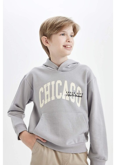 DeFacto Erkek Çocuk Kapüşonlu Cepli Baskılı Sweatshirt C9798A824WNGR247 DeFacto Erkek Çocuk Kapüşonlu Cepli Baskılı Sweatshirt C9798A824WNGR247