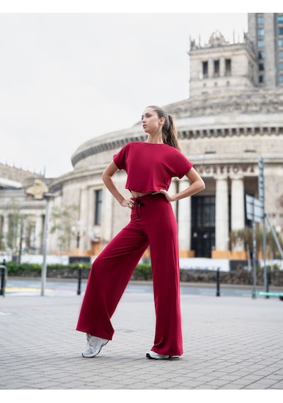 Lismina Yuvarlak Kesimli Yoga Tişörtü Bordo