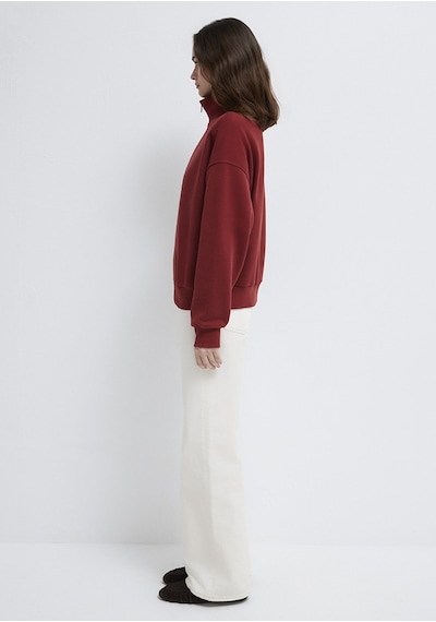 Mavi - Mvjns Nakışlı Yarı Fermuarlı Kırmızı Sweatshirt 1s10533-70411 Kırmızı