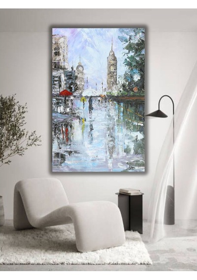 Yağlı Boya Tablo %100 El Yapımı 74cmx104cm Şehir Manzara