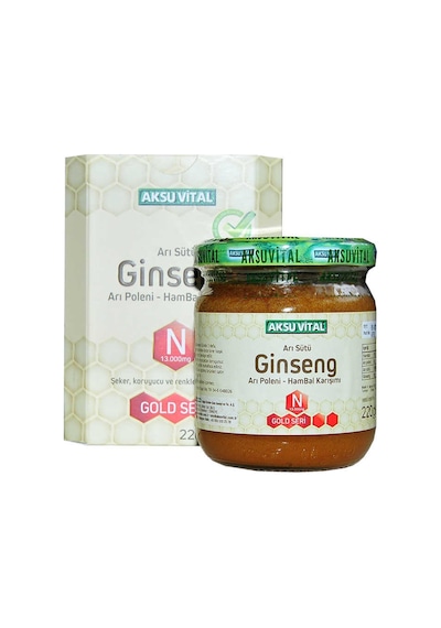 Aksu Vital Gold N 13.000 MG Ginseng Arı Sütü Arı Poleni Ham Bal Karışımı 220 G