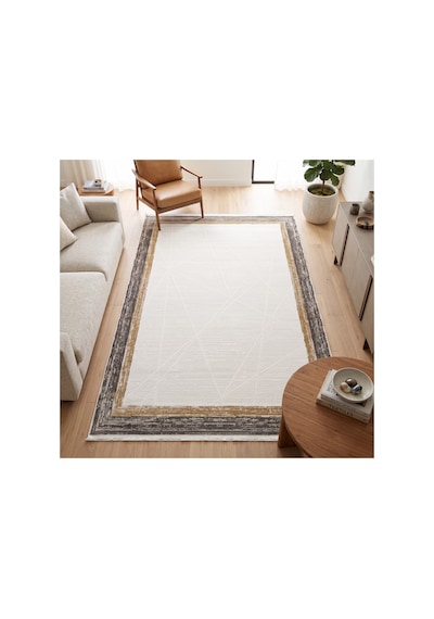 Merinos Vista Kahverengi Çerçeveli %100 Akrilik Yumuşak Dokulu Salon Oturma Odası Halısı 76592-957