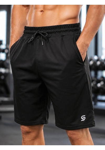 Sapeur Erkek Spor Şort - Slim Fit Antrenman & Fitness Şortu Siyah