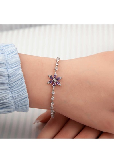 Casera's Gümüş Mor Lotus Çiçeği Kadın Bileklik Csr2184786 Gümüş