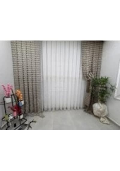 Nivemeshome 2572 Eylülzade Gold Detay 1/3 Pileli Tül Perde Apm Ekru