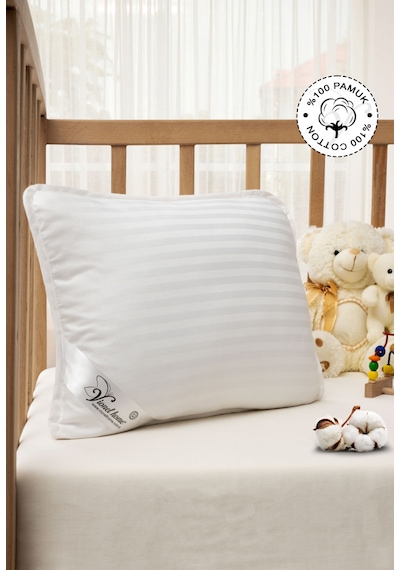 Vionel Home Saten Bebek Yastığı Pamuk Kılıf Boncuk Silikon İç Dolgu