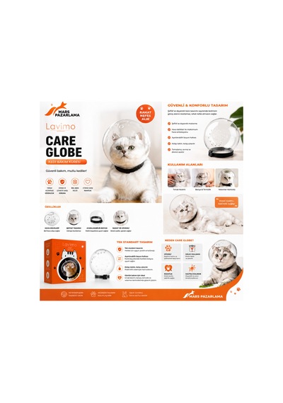 Lavimo Care Globe Kedi Bakım Küresi Şeffaf Koruyucu Kedi Başlığı, Tırnak Kesimi Ve Bakım Aparatı