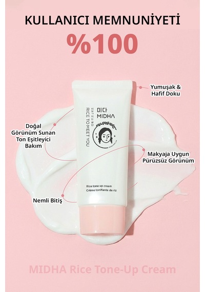 Midha Rice Tone-Up Pirinç Özü İçeren Hafif Yapılı Cilt Tonunu Eşitleyen Aydınlatıcı Krem 50 ML