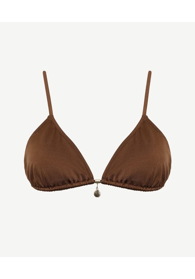 Yargıcı Boncuk Detaylı Üçgen Bikini Üst 25ykbw1017b 003 Kahverengi