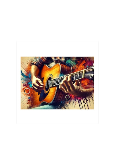 Klasik Gitar Çizimi Mdf Tablo