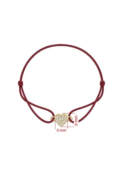 Kalpli Bordo İp Borda Altın Bileklik Açık Sarı