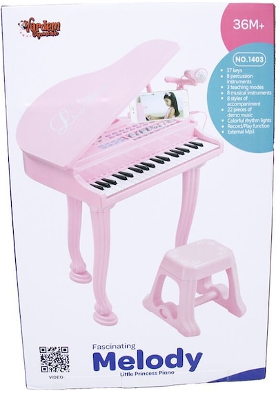 Bao-1403-0213 Pink 37 Tuş Büyük Pembe Piyano Mp3 Ve Mikrofonlu