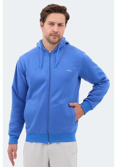 Slazenger Majestıc I Erkek Fermuarlı Kapüşonlu Cepli Indigo Sweatshırt Indigo