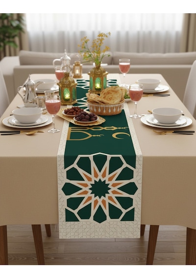 Ramazan Ayı Motifli Dijital Baskılı Runner Masa Örtüsü 40x140 Cm Rmz-1