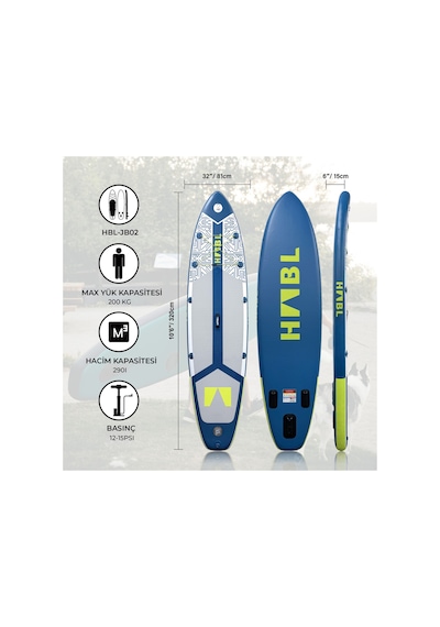 Şişme Sup Board/ Stand Up Paddle Board 81 320 15cm Full Set Mavi