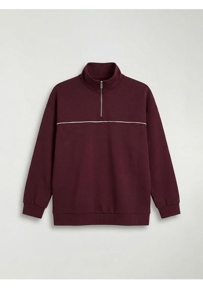 Lcw Modest Mürdüm Dik Yaka Oversize Kadın Sweatshirt