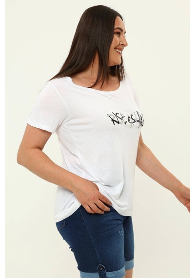 Hanezza İşlemeli T-shirt Beyaz - 4034976 Beyaz