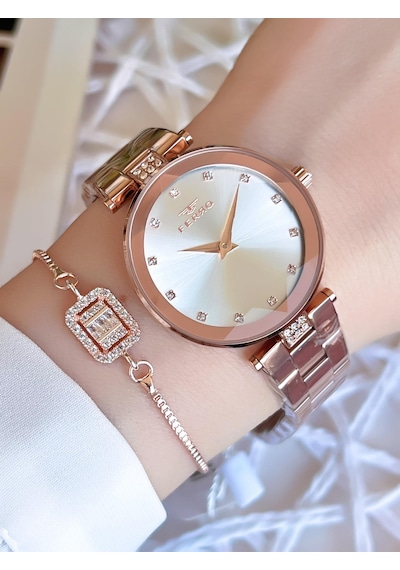 Ferro Rose/gold Renk Kararmaz Renk Atmaz 3 Atm Özel Tasarım Kadın Kol Saati Efl21297c