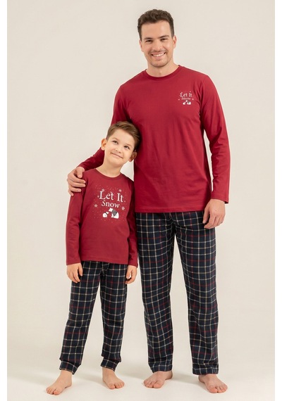 Arnetta Let It Snow Baba Oğul Bordo Uzun Kol Pijama Takımı Ar3820-a-v1 Ar3820-a-v1