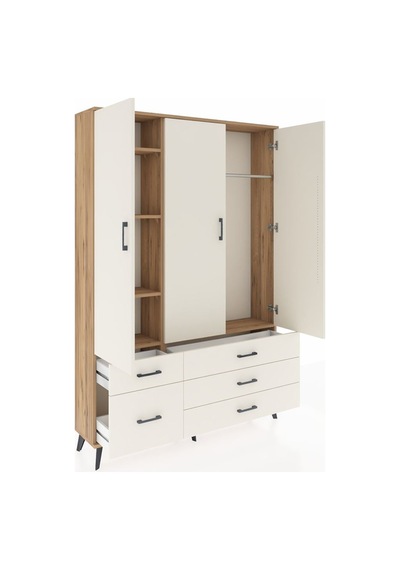 Arges Dolap 5 Raflı 5 Çekmeceli Tek Askılı 132x30x195 Çam-ayt... Çam Arges Dolap 5 Raflı 5 Çekmeceli Tek Askılı 132x30x195 Çam-ayt... Çam