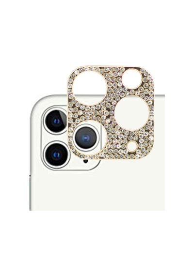 Ally Apple Uyumlu iPhone 11 Pro Diamond Taş İşlemeli Kamera Koruyucu Lens Altın